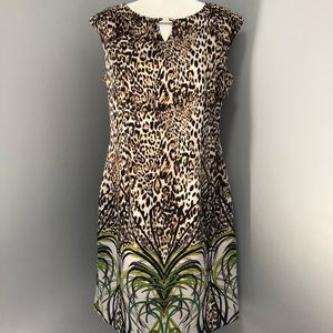 ILE New York cap sleeve printed sheath dress